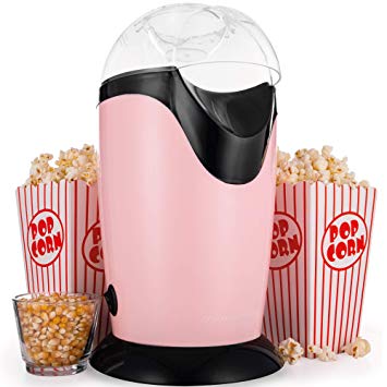Andrew James Classic Popcorn Maker Machine | 8 Retro Style Popcorn Boxes | Makes Delicious Low Fat Snacks | 1200W | Pink