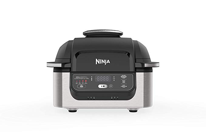 Ninja Foodi 4-in-1 Indoor Grill with 4-Quart Air Fryer with Roast, Bake, and Cyclonic Grilling Technology, AG300C, Black