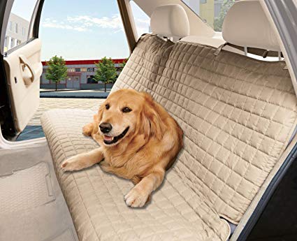 MattRest® Quilted Design 0 Waterproof Premium Quality Bench Car Seat Protector Cover (Entire Rear Seat) for Pets - TIES TO STOP SLIPPING OFF THE BENCH