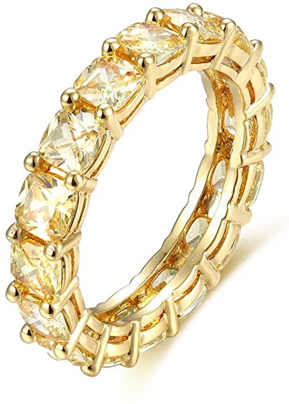 YOGEME Fashion AAA Cubic Zirconia Yellow Square Stones Band Ring for Women,R0400