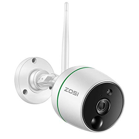 ZOSI Wireless Security Camera,1080p Full HD Outdoor Weatherproof WiFi IP Surveillance Bullet Camera, Night Vision, PIR Motion Sensors, Two-Way Audio,Remote Monitor, SD Card Storage(Not included)