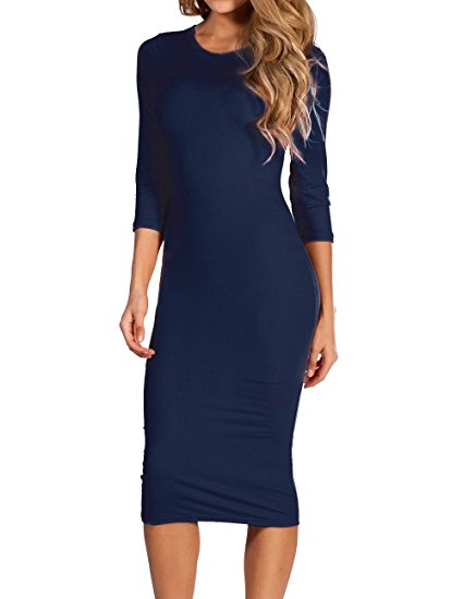 ICONOFLASH 3/4 Sleeve Midi Bodycon Dress