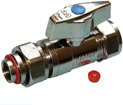 15mm Straight Chrome Service Valve with Butterfly Handle