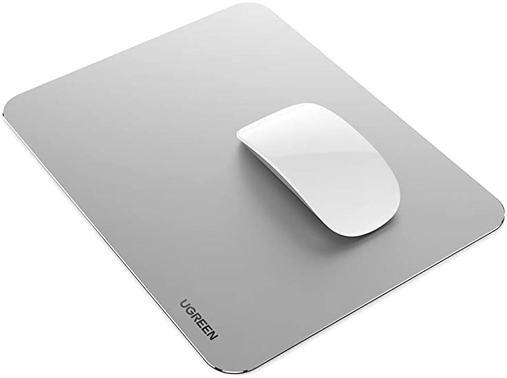 UGREEN Aluminum Mouse Pad Hard Metal Mouse Mat Double Side Ultra Thin Waterproof for Gaming, Home and Office, Sliver
