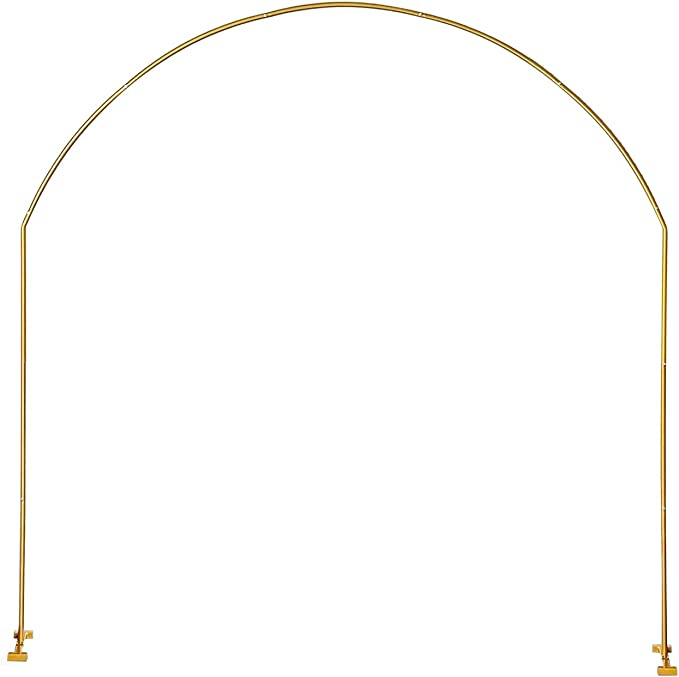 LANGXUN 7.8Ft Large Size Metal Gold Semi-circular Balloon Arch Stand with Bases for Wedding, Bridal, Indoor Outdoor Birthday Party Decoration Arbor