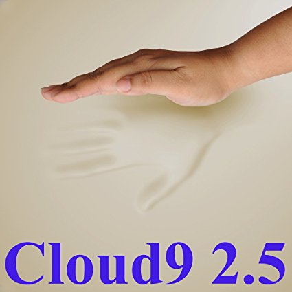 2.5 Cloud9 Gel-Enhanced Queen 2 Inch 100% Visco Elastic Memory Foam Mattress Topper