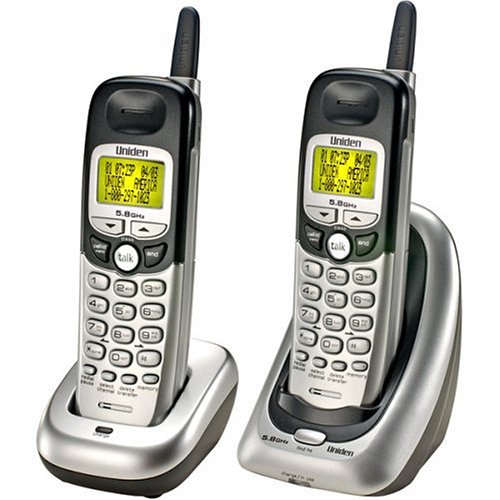 Uniden DXI5586-2 5.8 GHz Analog Cordless Phone with Dual Handsets and Caller ID (Silver/Black)