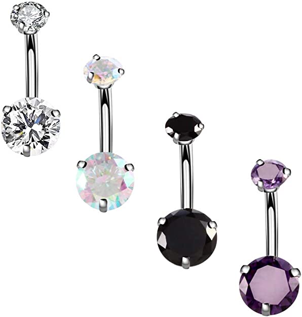 YHMM 14G Surgical Steel Belly Button Rings Navel Barbell Stud Body Piercing