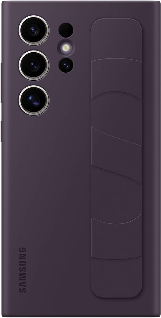 SAMSUNG Galaxy S24 Ultra Standing Grip Phone Case, Protective Silicone Cover with Hand Strap, Kickstand, Durable Design, Soft Touch, US Version, EF-GS928CEEGUS, Dark Violet