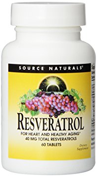 Source Naturals Resveratrol 40mg, Super Nutrient Support for Heart and Healthy Aging, 60 Tablets