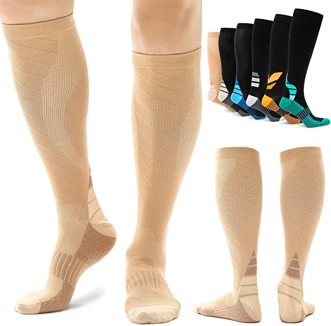 Alvada Compression Socks Women & Men with Foot Massage Pad and Arch Support 1 Pair