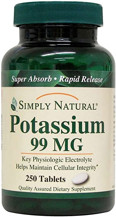 Simply Natural Potassium 99 MG, 250 Tablets