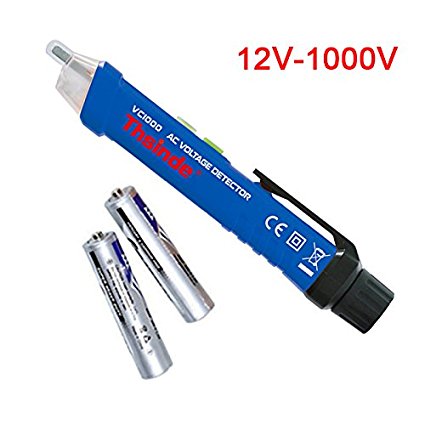 Voltage Detector,Thsinde Non-Contact Digital Circuit Voltage Testers 12-1000V AC Electrical Tester with Beep Led Flashlight