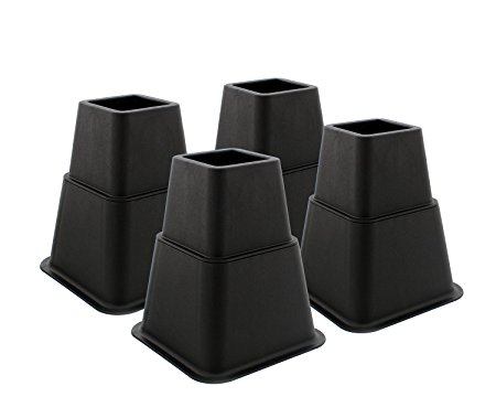 7Penn Bed Riser Set of 3” and 5” Inch Black Adjustable Furniture Risers for Beds, Chairs, Couches, Tables, and More