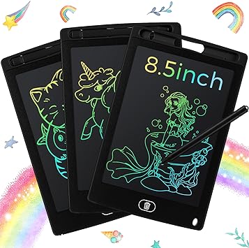 3 Pcs LCD Writing Tablet for Kids 8.5 Inch Colorful Doodle Drawing Tablet LCD Screen Kids Doodle Pad Portable Electronic Drawing Board for Kid Educational and Learning (Simple Black Frame) Dog