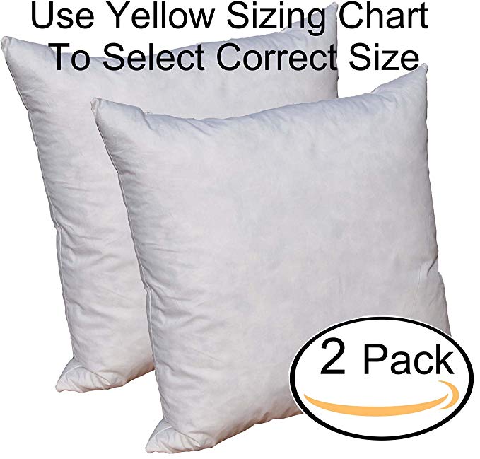 Pillowflex 95% Feather by 5% Down Pillow Form Insert Stuffers for throw sham covers and cushions (Set of 2 22 Inch by 22 Inch)