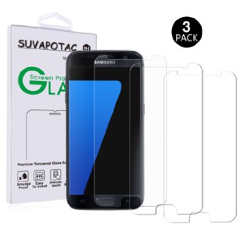 [3 Pack] Samsung Galaxy S7 Screen Protector, SUVAPOTAC Bubble Free 0.26mm 9H Tempered Glass Screen Protector for Samsung Galaxy S7 (NOT for S7edge)