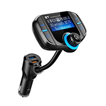 Bluetooth Hands Free Car Stereo FM Transmitter for iPhone X 8 7  6S Plus 5S Radio Transmitter and Charger with Mic for Samsung Galaxy S8 S7 Note 8 Google Pixel 2XL LG Stylo 3  Nexus 6p 5X Android