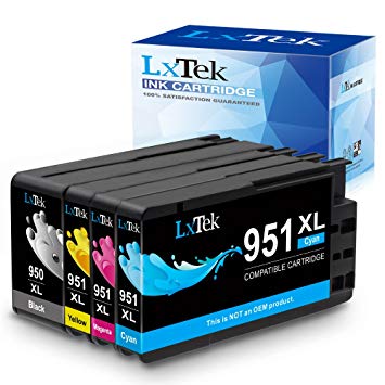 LxTek New Upgraded Chips 950XL 951XL (4 Pack) Compatible Ink Cartridges Replacement for HP 950 951 for HP OfficeJet PRO 8610 8600 8620 8100 251dw 8630 8625 8615 (Black|Cyan|Magenta|Yellow) High Yield