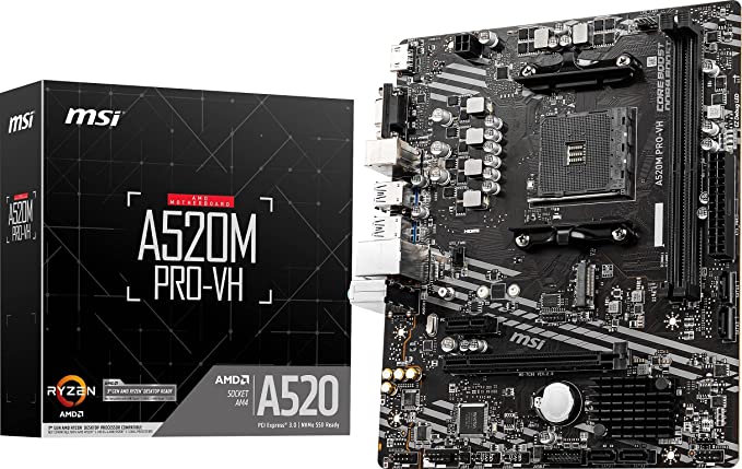 MSI A520M PRO VH ProSeries Motherboard (mATX, 3rd Gen, AM4, M.2, USB 3, DDR4, HDMI)