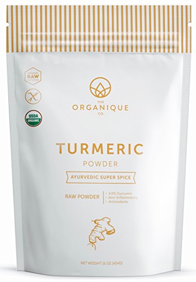 Turmeric Root Powder - Certified Organic, 100% Pure, Raw with Curcumin - Non-GMO, Vegan, Gluten Free, and Nutrient Rich Superfood - Antioxidants Brain and Beauty - The Organique Co. 16oz