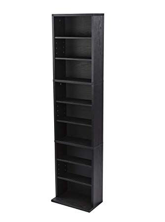 Atlantic Herrin Adjustable Media Cabinet - Holds 261CD, 114DV, 132 Blu-Ray/Games PN74736250 in Textured Ebony