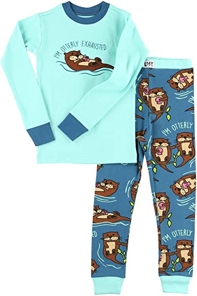 Lazy One Long-Sleeve PJ Sets for Girls and Boys, Funny Kids' Pajama Sets