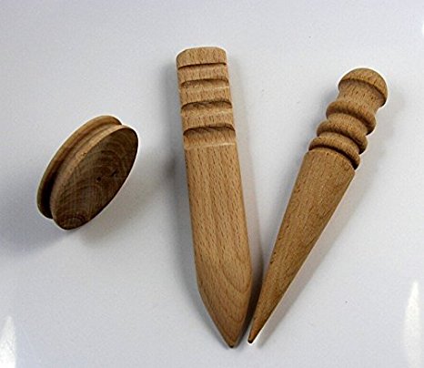 3 DIY Natural Solid Wood Leathercraft Wood Edge Slicker Multi-size Burnisher for Leather Working