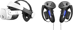 KIWI design H4 Comfort Head Strap Compatible with Meta Quest 3 or Meta Quest 3S and KIWI design G4 Pro Controller Grips Protector Accessories by Meta