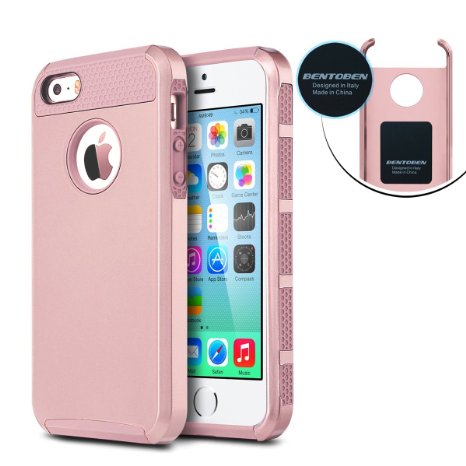 iPhone 5 CaseiPhone 5S CaseBENTOBEN 2 Piece Hard PC Shell iPhone 5 Casess Rugged Soft TPU Bumper Hybrid Dual Layer Shockproof Cover for Apple iPhone 5 5S Rose GoldRose Gold