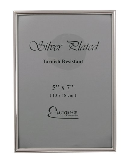 Evergreen Tarnish Resistant Silver Plated Thin Edge Photo/Picture Frame, 5x7 inch