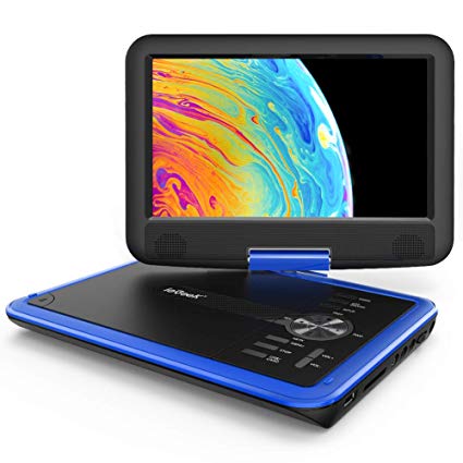 ieGeek 11.5” Portable DVD Player with Eyesight-Protected Swivel Screen, 5-Hours Rechargeable Battery, Support Region Free, USB/SD Card, Sync Screen Playing, Blue