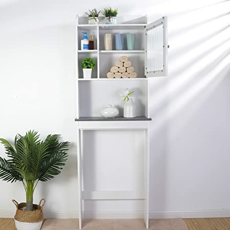 ZENY Over The Toilet Cabinet Space-Saving - Bathroom Freestanding Cabinet w/Adjustable Shelves