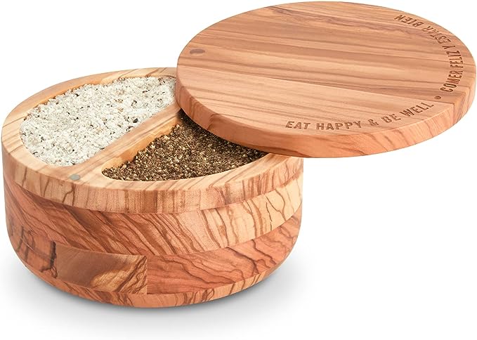 The Fit Cook x Dash Divided Olivewood Salt Cellar