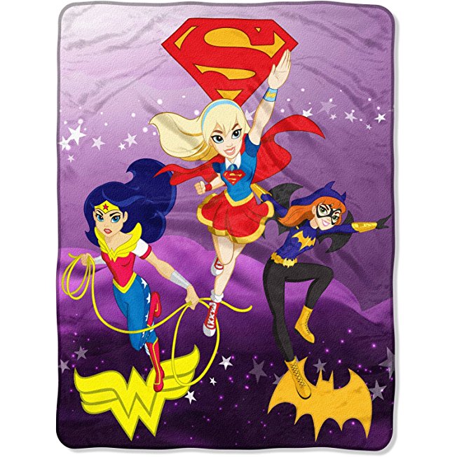 DC Comics Super Hero Girls Soaring Thru the Sky 46" x 60" Micro Raschel Throw