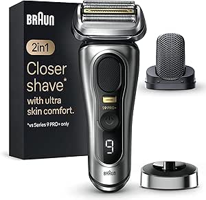 Braun Series 9 PRO  9557s, Rasoir Électrique Pour Homme, Système 2-En-1 Avec Tête De Massage ProComfort Pour Pré-Rasage, Base De Recharge, Étanche, 60 Min D'autonomie, Fabriqué En Allemagne, Argent