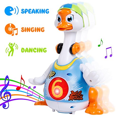 SGILE Baby Toys, Super Fun Swing Dancing Hip-Hop Goose with Music Light, EQ Development Educational Learining Toy Game for 1 Year Old to 3 Year Old Toddlers