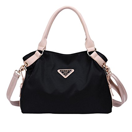 Aisa Extremely Elegant Tote Bag Shine Pure Color Handbag Imported Waterproof Nylon Shoulder Bag for Women