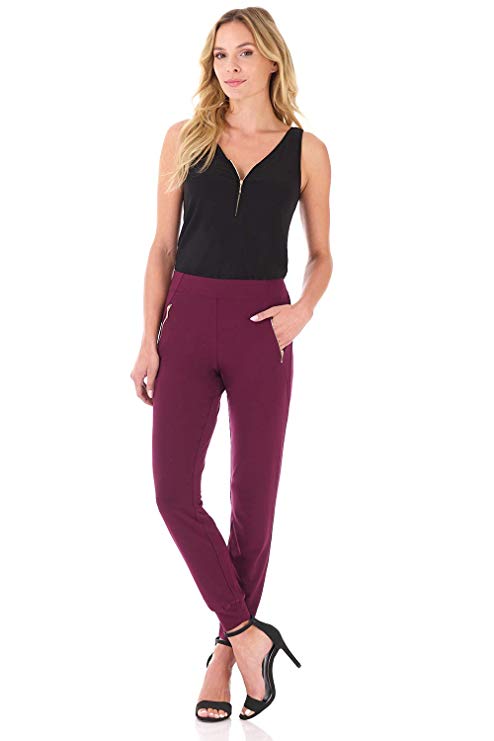 Rekucci Travel in Style - Women's Soft Chic Pant with Zipper Pockets