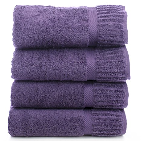 Luxury Hotel & Spa Towel Turkish Cotton Bath Towels - Plum - Piano - Set of 4