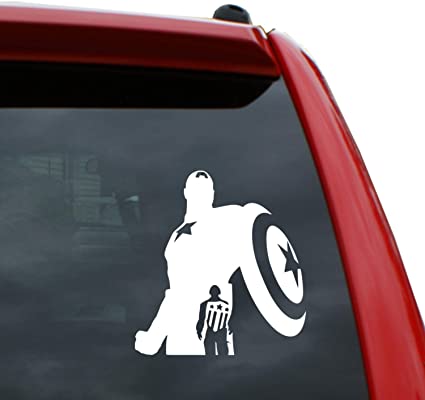 Black Heart Decals & More Captain America Vinyl Decal Sticker | Color: White | 5" Tall