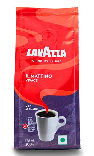Lavazza IL Mattino Vivace 100% Pure Filter Ground Coffee Powder, 200g (Pack of 2)