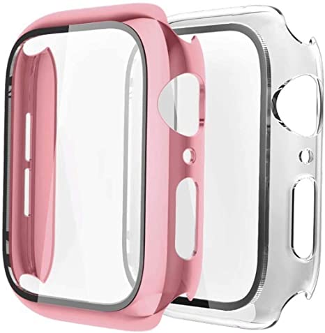 [2 Pack] GBPOOT Compatible with Apple Watch Case 40mm with Screen Protector,Ultra-Thin TPU Full Screen Protector Film,Hard PC Shockproof Bumper Cover for iWatch Series SE/6/5/4