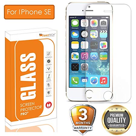 OpenTech® Tempered Glass Screen Protector for Apple iPhone SE with Installation kit (2.5 D and Full Transparent)