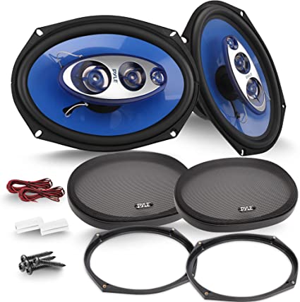 Pyle 6x9/7x10 car Speakers 4-Way Quadriaxial Full Range Sound Audio - Butyl Rubber Surround, 500W w/ 4Ohm Impedance & 3/4'' Piezo Tweeters - Blue Pair