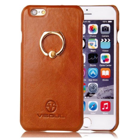 Visoul® iPhone 6/6s 5.5 inch Best Quality Genuine Leather Case with Hand Ring Brown Color