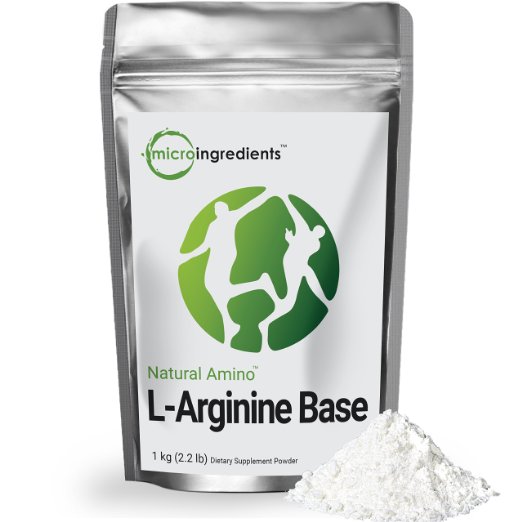Naturally Fermented Pure L-Arginine Base Powder - Support Nitric Oxide (500 gram / 1.1 lb) Vegan Amino Acids