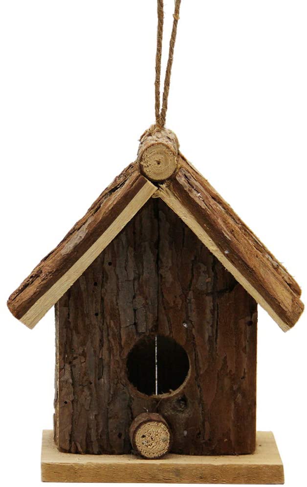 winemana Wooden Outside Hanging Bird House for Small Bird Nature Ventilatio (Brown)