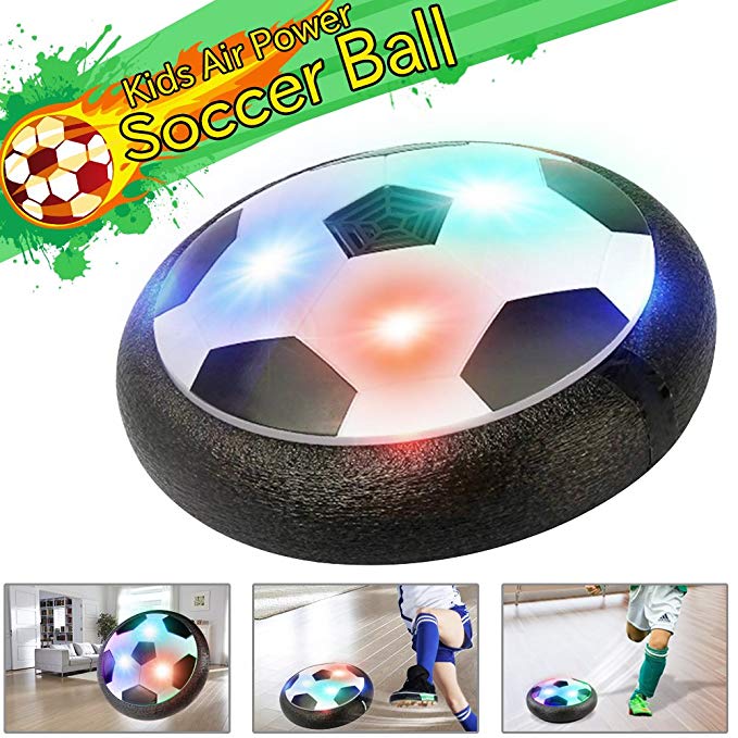 Air Power Soccer Ball, Kids Toy Hover Ball Football with Foam Bumpers LED Lights for Children Playing Training and Exercise, Indoor Outdoor Disk Hover Ball Game by MIBOTE