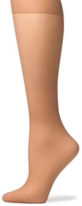 No Nonsense Women's Sheer Toe Comfort Top Knee Highs, Plus Size, 8 Pair Pack